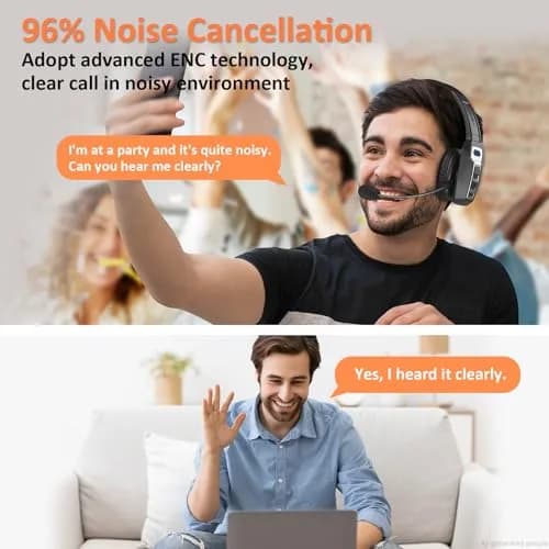 LEVN Bluetooth Headset with Microphone | AI Noise Cancelling & 65 Hrs Battery | Wireless On-Ear Headphones for Trucker & Office thumbnail 2