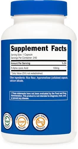 Nutricost R-Alpha Lipoic Acid 100mg | Vegan, Gluten-Free, Non-GMO Supplement thumbnail 5