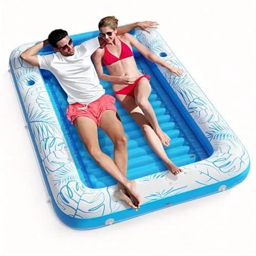 Jasonwell Inflatable Tanning Pool Lounger Float XL | All-in-One Sun Tan Tub with Pillow & Cup Holders thumbnail 1