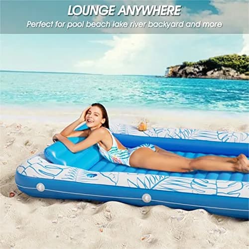 Jasonwell Inflatable Tanning Pool Lounger Float XL | All-in-One Sun Tan Tub with Pillow & Cup Holders thumbnail 4