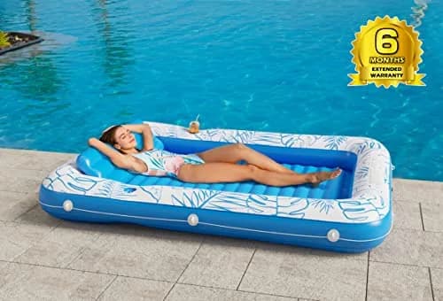 Jasonwell Inflatable Tanning Pool Lounger Float XL | All-in-One Sun Tan Tub with Pillow & Cup Holders thumbnail 7