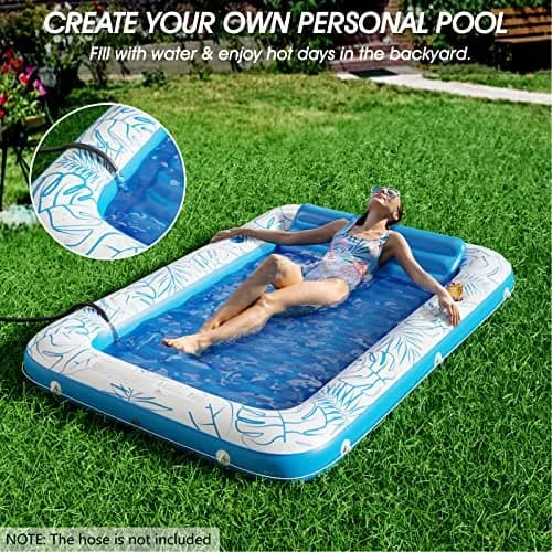 Jasonwell Inflatable Tanning Pool Lounger Float XL | All-in-One Sun Tan Tub with Pillow & Cup Holders thumbnail 2