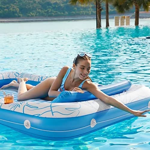 Jasonwell Inflatable Tanning Pool Lounger Float XL | All-in-One Sun Tan Tub with Pillow & Cup Holders thumbnail 3
