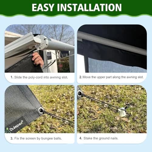 Dulepax RV Awning Shade Screen with Zipper 2.44m (8') Drop x 4.95m (16'3") Length | Universal Fit for 17ft Awnings thumbnail 8