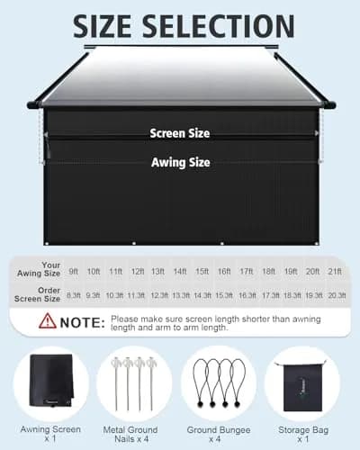Dulepax RV Awning Shade Screen with Zipper 2.44m (8') Drop x 3.73m (12'3") Length | Universal Fit for 13ft Awning Frames thumbnail 7