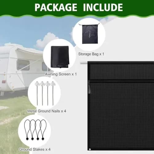 Dulepax RV Awning Shade Screen with Zipper 2.44m (8') Drop x 3.73m (12'3") Length | Universal Fit for 13ft Awning Frames thumbnail 9
