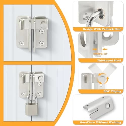 Alise Flip Latch Gate Latch, Heavy Duty Stainless Steel Door Lock for Barn Wood Fence Sliding Doors, Brushed Nickel (2.45 in Length) thumbnail 5