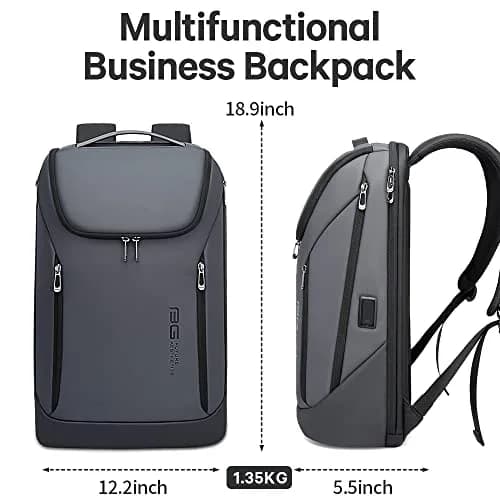 BANGE Business Smart Backpack Waterproof Fit 15.6 Inch Laptop Backpack with USB Charging Port, Travel Durable Backpack (Grey) | 39.4 cm (15.6 in) Laptop Compartment thumbnail 6