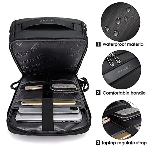 BANGE Business Smart Backpack Waterproof fit 15.6 Inch Laptop Backpack with USB Charging Port, Travel Durable Backpack (35cm x 49cm x 14cm) thumbnail 3