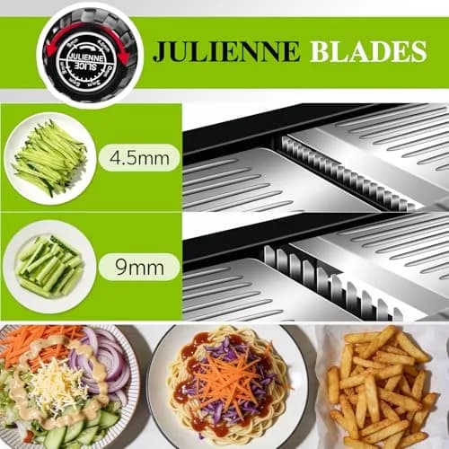 MASTERTOP Adjustable Mandoline Slicer Stainless Steel Vegetable Slicer 17.5 cm (6.9 in) | Safe Kitchen Slicer for Onions, Potatoes, Fruits thumbnail 4