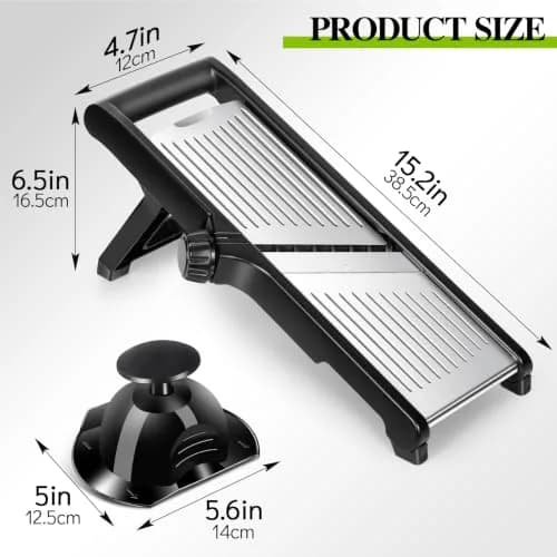 MASTERTOP Adjustable Mandoline Slicer Stainless Steel Vegetable Slicer 17.5 cm (6.9 in) | Safe Kitchen Slicer for Onions, Potatoes, Fruits thumbnail 2