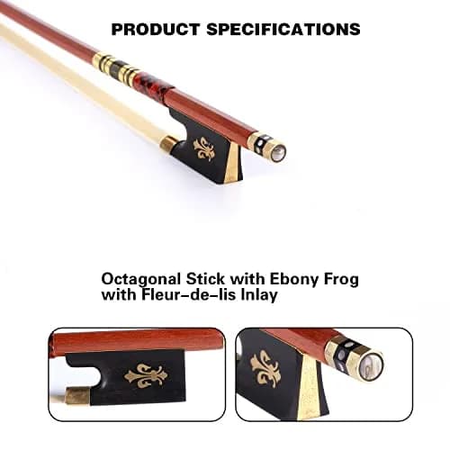 AMZZ Full Size 4/4 Pernambuco Violin Bow with Case | Handmade, Lightweight, Warm Sound thumbnail 8