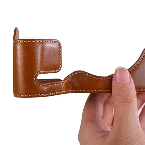 Rieibi PU Leather Half Camera Case for Sony Alpha 7 IV A7S III A1 Cameras, Vintage Brown | Protective Case with Tripod Mount thumbnail 5