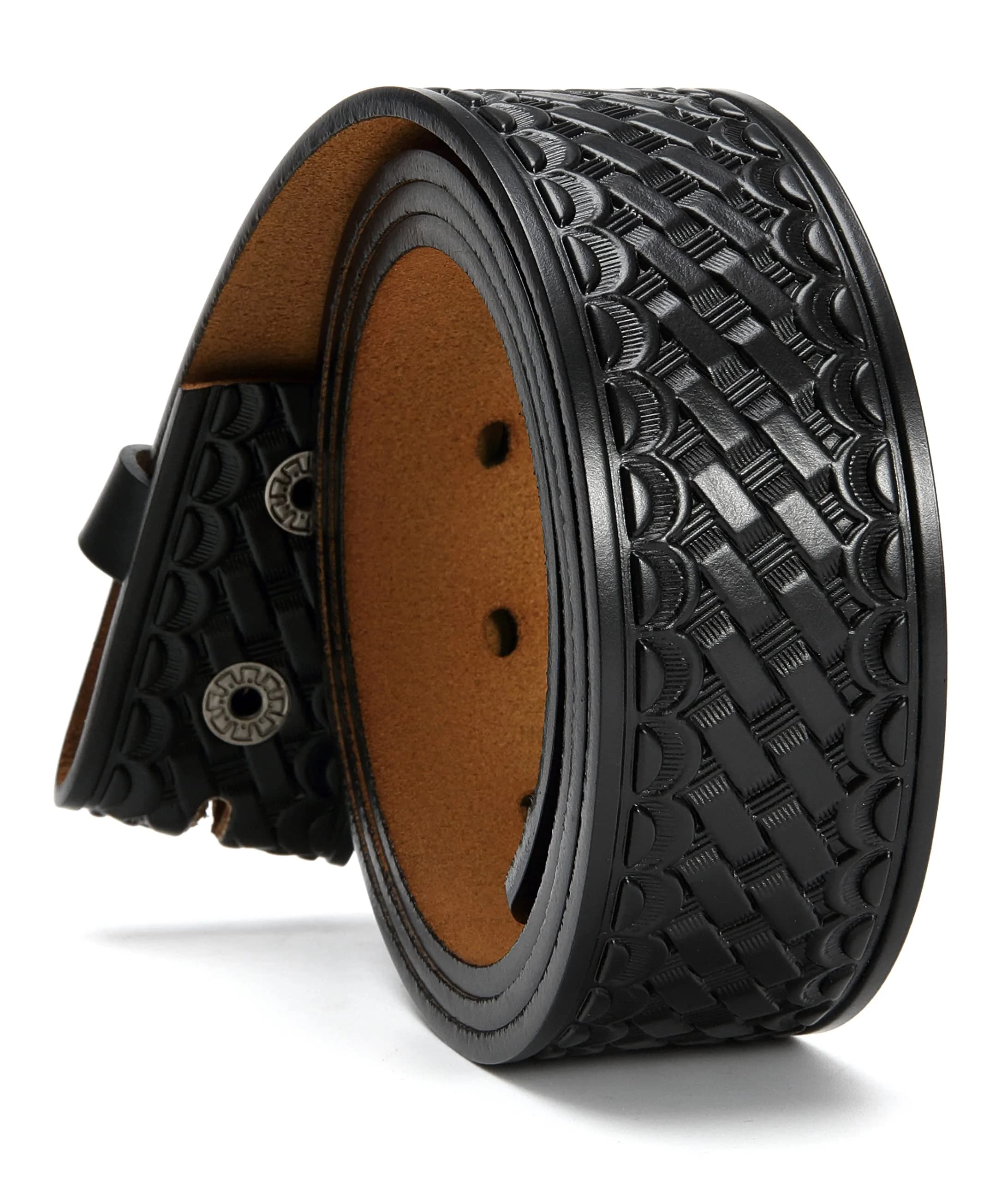 CHAOREN Western Leather Belt Strap for Men, 1.5" (3.8 cm) Full Grain Leather, Interwoven Dark Brown | Floral Embossed Pattern — Floral Brown