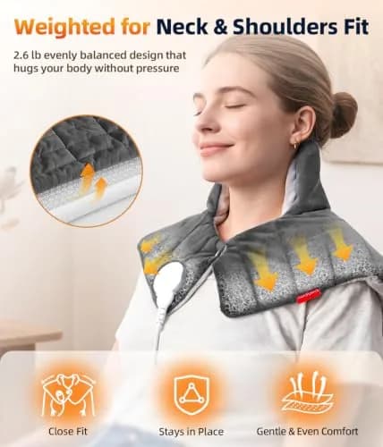 Comfytemp Weighted Heating Pad for Neck Shoulders Back 1.2 kg (2.6 lb) | 9 Heat Settings, 11 Auto-Off Timers, Machine Washable thumbnail 2