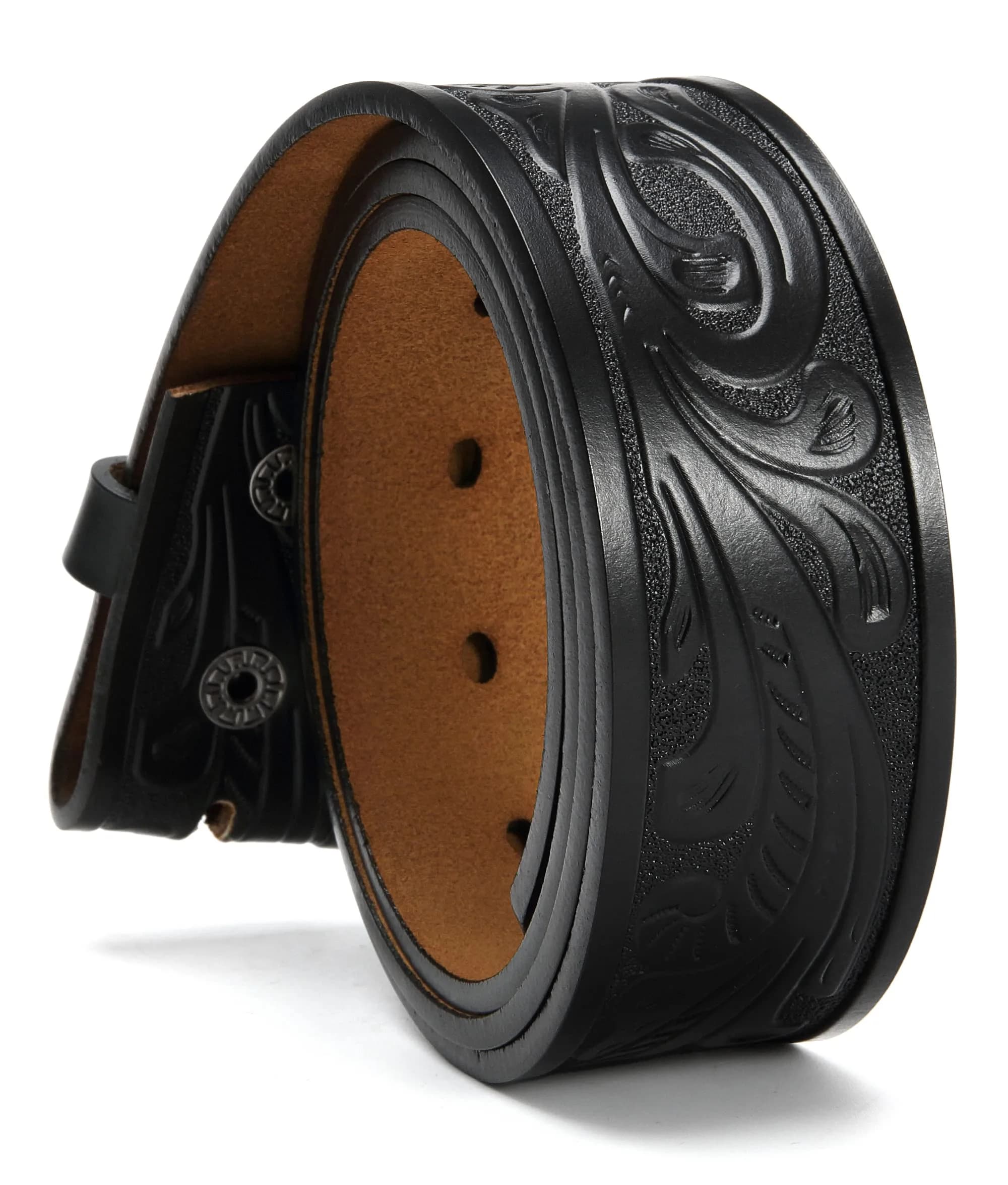 CHAOREN Western Belt Strap 1.5" (3.8 cm) Full Grain Leather | Floral Black - main product image