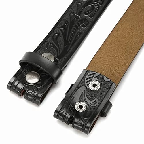 CHAOREN Western Belts for Men without Buckle, 1.5" Full Grain Leather Strap | Floral Black thumbnail 6