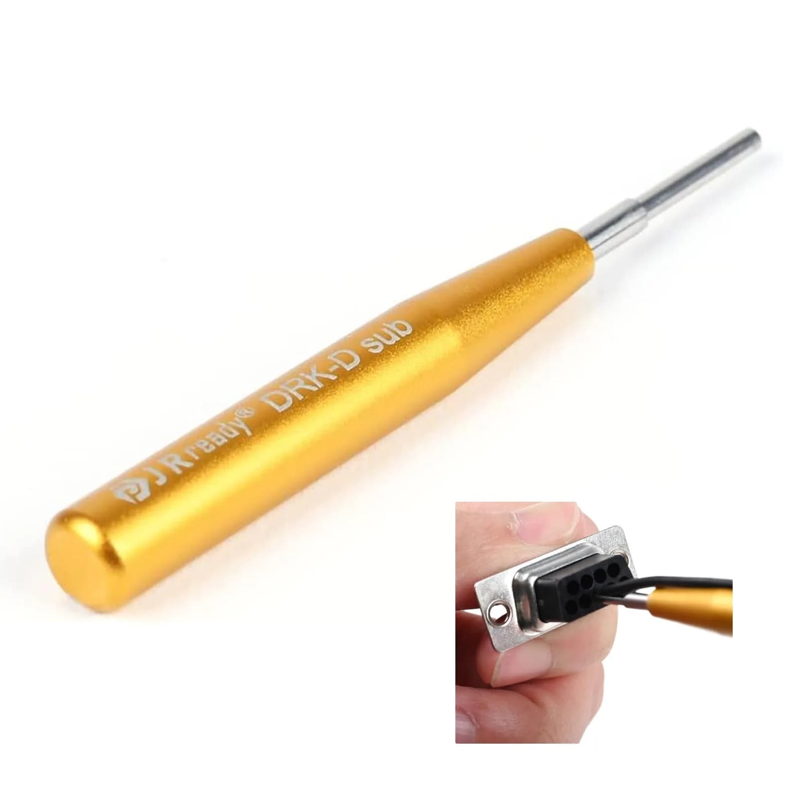 JRready DRK-D SUB Insertion Extraction Tool for D-Sub Pins | Stainless Steel, Gold (1-Pack) - main product image