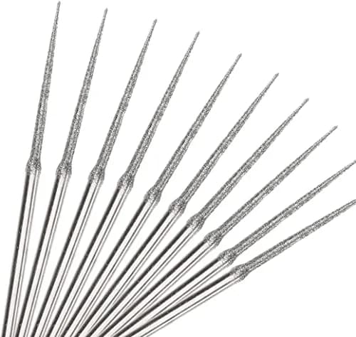 Luo ke 10pcs 3mm Shank Diamond Grinding Head Burr Punch Needle Drilling Bits Small Cone 1mm | Rotary Tool Accessories thumbnail 2