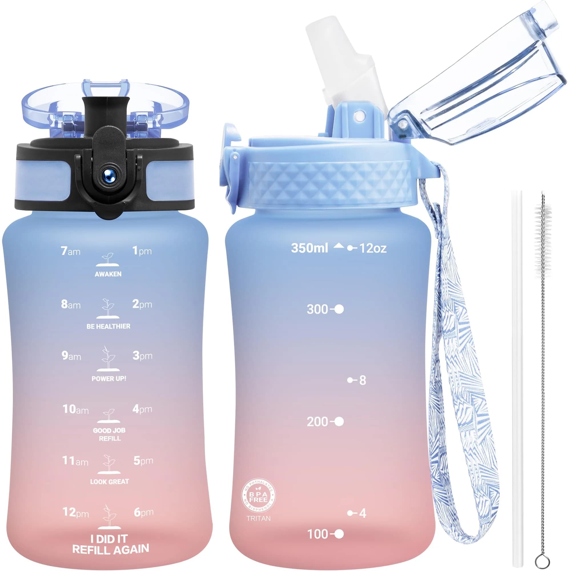 OLDLEY Kids Water Bottle 355ml (12 oz) | BPA-Free Reusable Tritan Plastic with Straw & Chug Lids — Dreamland / 12 Ounces