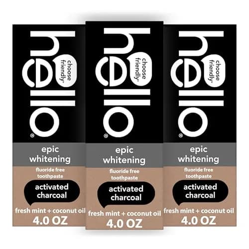 hello Epic Whitening Activated Charcoal Fluoride Free Toothpaste 4 oz (118ml) Tubes | Whitens Naturally thumbnail 1