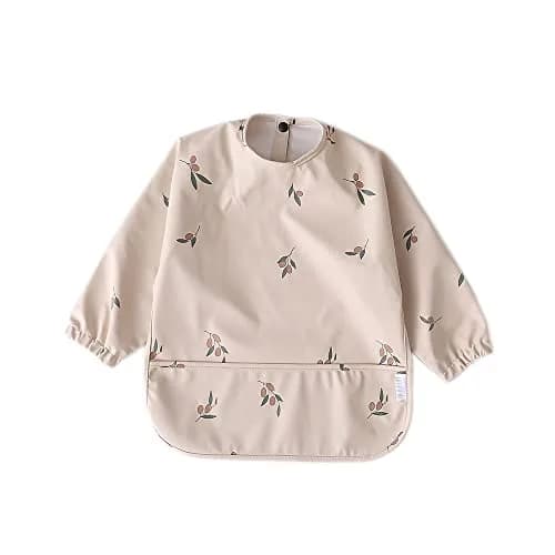 GZMM Waterproof Baby Bibs Long Sleeve Feeding Bib with Food Catcher | Easy Clean & Washable for 6-24 Months thumbnail 1