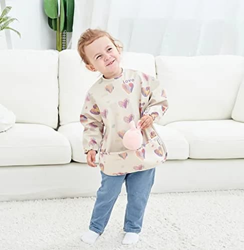 GZMM Waterproof Baby Bibs Long Sleeve Feeding Bib with Food Catcher | Easy Clean & Washable for 6-24 Months thumbnail 6
