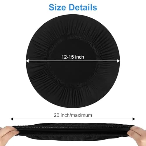 HFATMOS Black Round Stool Covers 2 Pcs | Elastic Circle Seat Slipcovers for 12-15 inch Stools thumbnail 4
