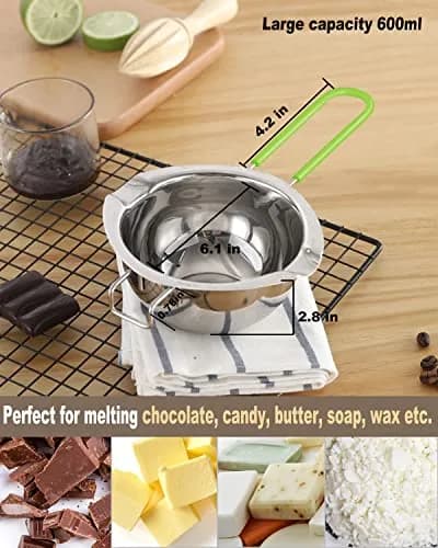 SONGZIMING Double Boiler Pot Set 600ml & 1600ml with Silicone Spatula | Induction Compatible Melting Pot thumbnail 2