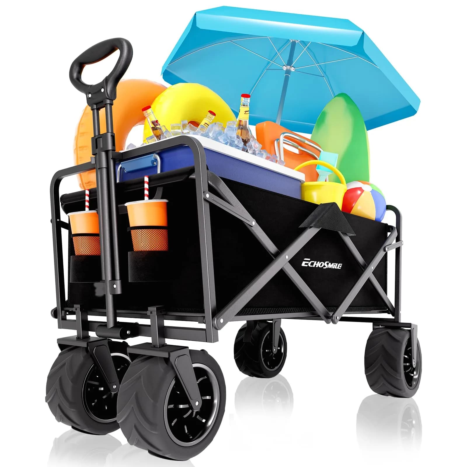 EchoSmile Heavy Duty Foldable Utility Cart 350Lbs | Waterproof Metal Frame, All-Terrain Wheels - main product image