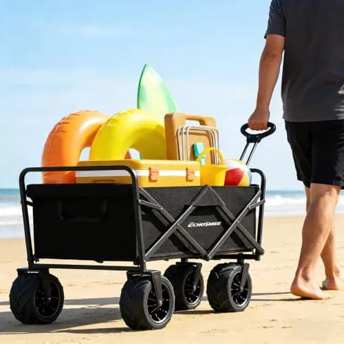EchoSmile Heavy Duty Foldable Utility Cart 350Lbs | Waterproof Metal Frame, All-Terrain Wheels thumbnail 7