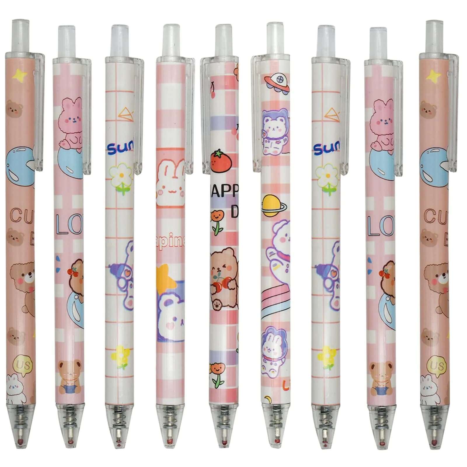 Maydahui 12 PCS Blue Sea Animal Gel Pens Black Ink Retractable | Smooth Writing, 0.5mm Fine Point — Bear Rabbit
