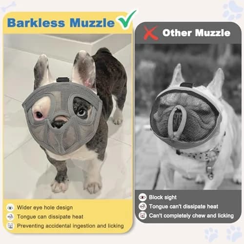 BARKLESS French Bulldog Muzzle, Full Panting Mesh Short Snout | Breathable, Adjustable for Large Dogs thumbnail 3