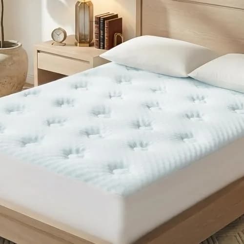 Hansleep Queen Mattress Topper 135cm x 190cm (53" x 75") | Gel Memory Foam & Bamboo Viscose for Back Pain Relief thumbnail 1