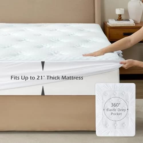 Hansleep Queen Mattress Topper 135cm x 190cm (53" x 75") | Gel Memory Foam & Bamboo Viscose for Back Pain Relief thumbnail 5