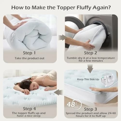 Hansleep Queen Mattress Topper 135cm x 190cm (53" x 75") | Gel Memory Foam & Bamboo Viscose for Back Pain Relief thumbnail 7
