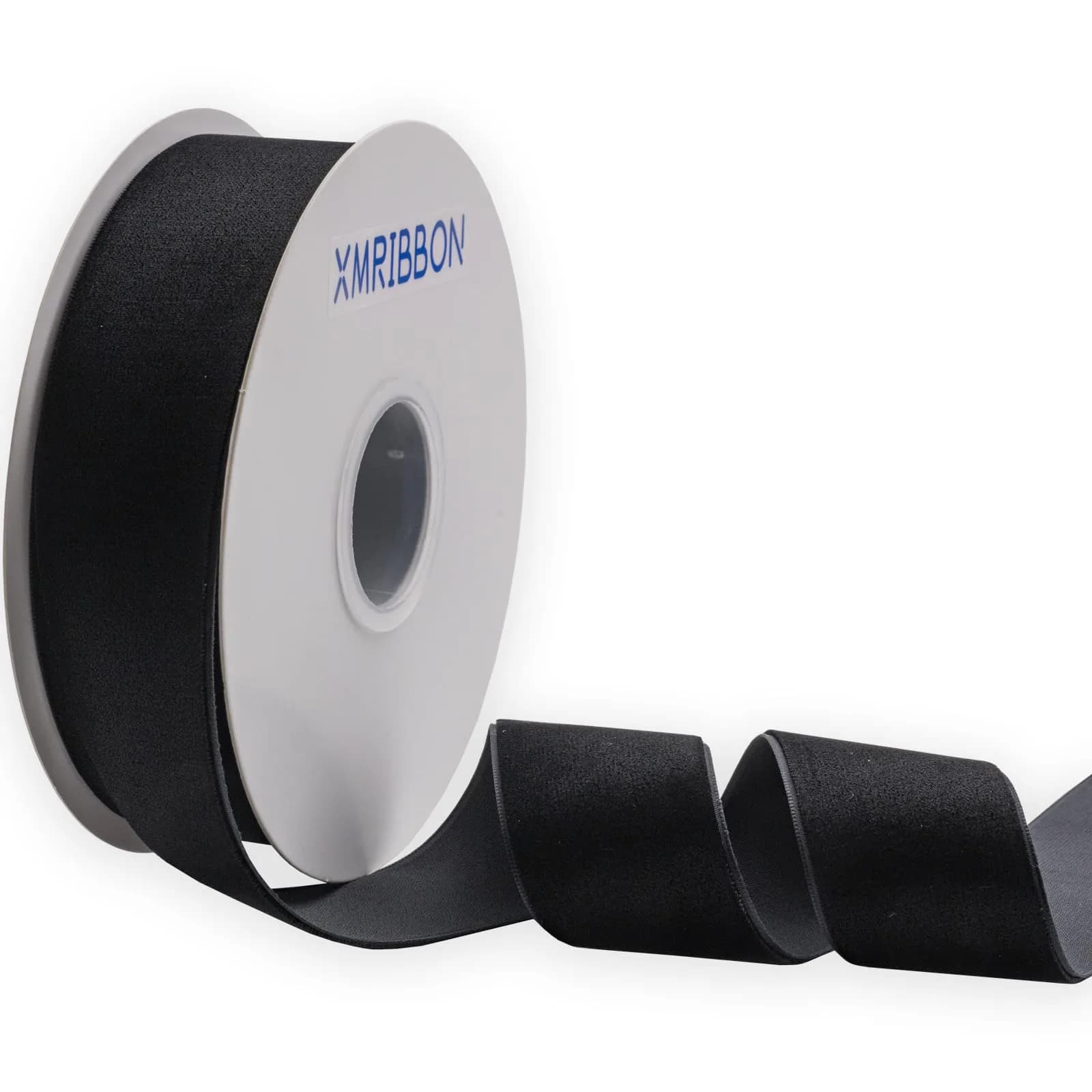 XMRIBBON Black Velvet Ribbon Single Sided, 5.08 cm (2 Inch) x 9.14 m (10 Yards) Spool | Classic Solid Craft Ribbon — Black / 1 1/2 Inch