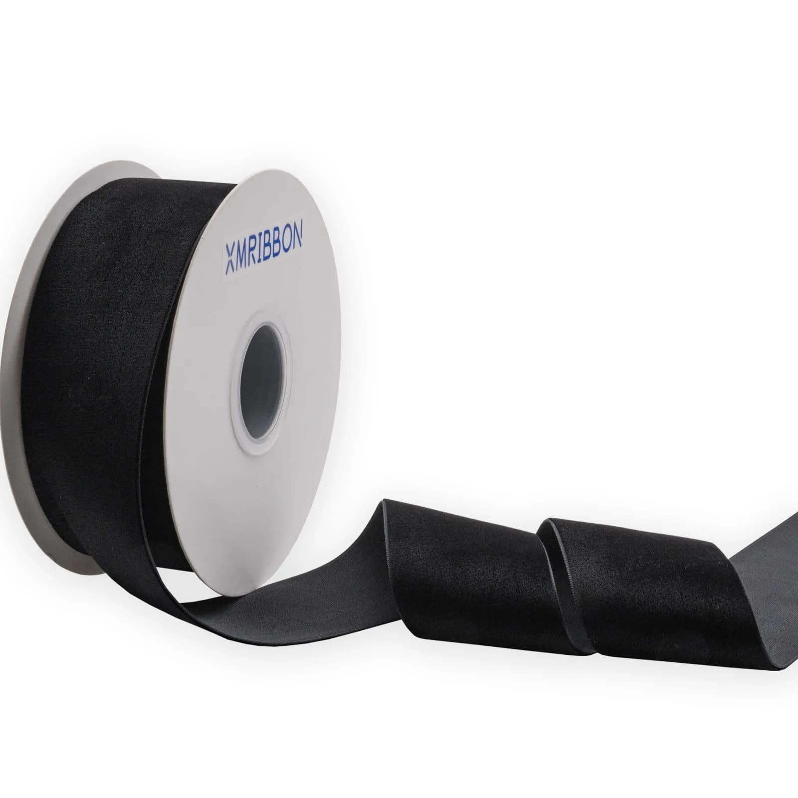 XMRIBBON Black Velvet Ribbon Single Sided, 5.08 cm (2 Inch) x 9.14 m (10 Yards) Spool | Classic Solid Craft Ribbon — Black