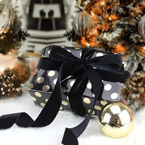 XMRIBBON Black Velvet Ribbon Single Sided 2.54 cm (1 Inch) x 9.14 m (10 Yards) Spool | Classic Solid Nylon Craft Ribbon thumbnail 8
