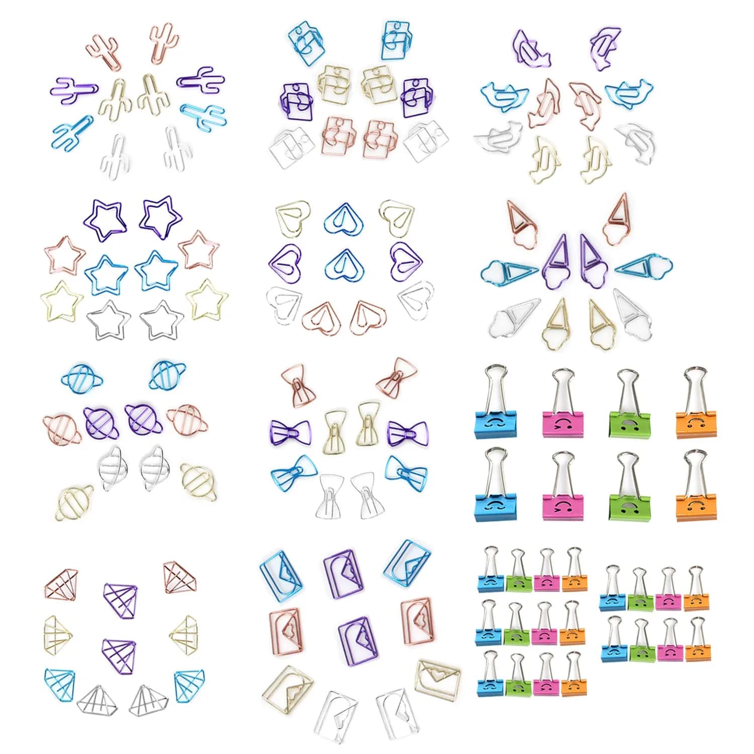 Auson 128 Pcs Colorful Paperclips and Binder Clips Set | 10 Patterns, Rust-Resistant, Holds Up To 50 Sheets - main product image