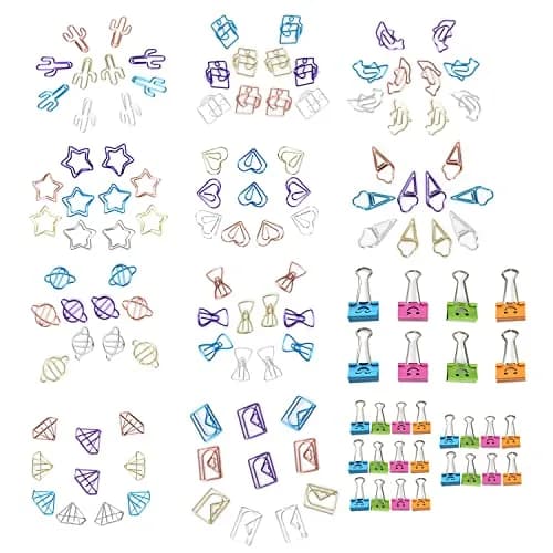 Auson 128 Pcs Colorful Paperclips and Binder Clips Set | 10 Patterns, Rust-Resistant, Holds Up To 50 Sheets thumbnail 1
