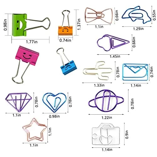 Auson 128 Pcs Colorful Paperclips and Binder Clips Set | 10 Patterns, Rust-Resistant, Holds Up To 50 Sheets thumbnail 2