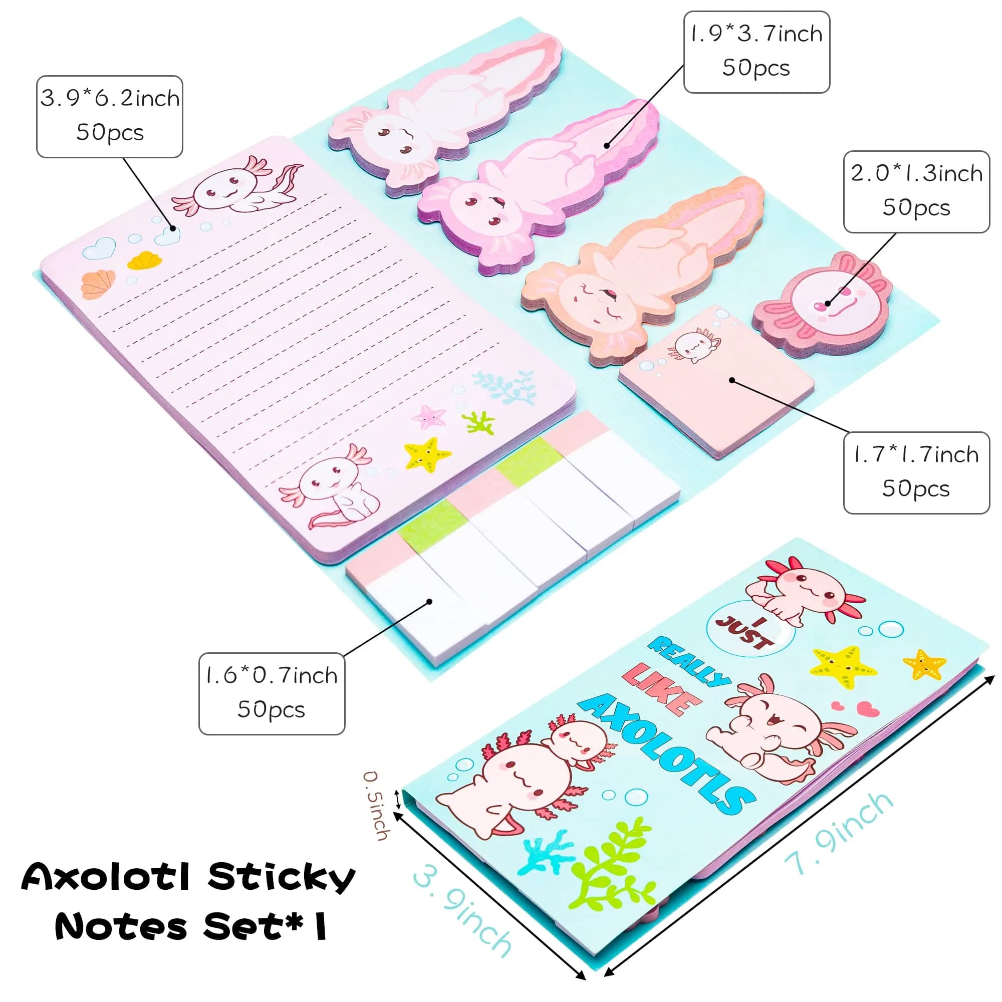 Xqumoi The Sky is The Limit Sticky Notes Set, 550 Sheets, Outer Space Galaxy Pattern, Small — Axolotl