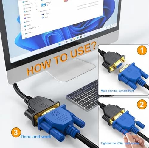 UV-CABLE VGA Extension Cable 3FT (0.91 m) Male to Female | 1080P Full HD Support thumbnail 4