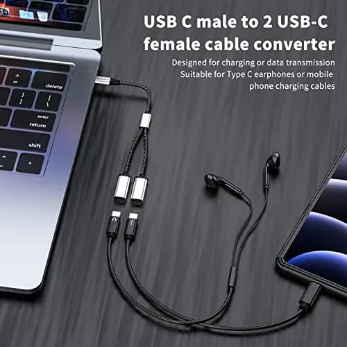 MOGOOD USB C to Dual USB C Female Adapter, 2 Ports, 5V/0.9A Output | Expands One USB-C to Two USB-C Data Ports thumbnail 5