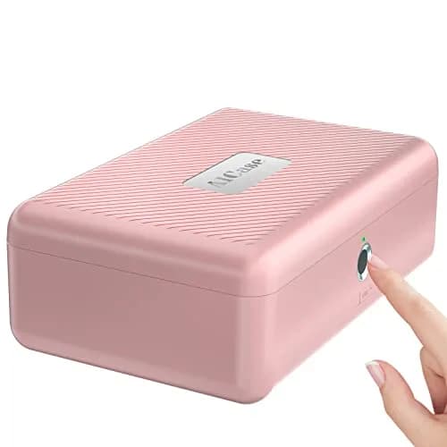AICase Biometric Fingerprint Safe Box Pink | Rechargeable Lock Box for Home Office Travel thumbnail 1