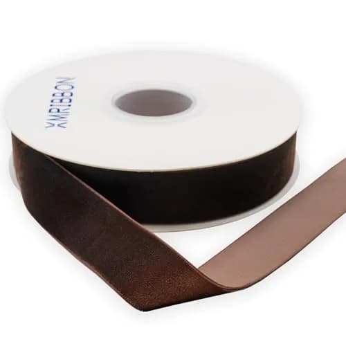 XMRIBBON Coffee Velvet Ribbon Single Sided 1 Inch x 10 Yards | Soft Nylon Craft Ribbon thumbnail 3