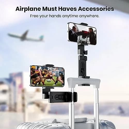 Klearlook 2-Pack Airplane Phone Holder Mount, Black | 360° Rotating Travel Stand for Phones 4.7-6.9 inches thumbnail 2