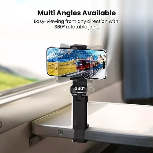Klearlook 2-Pack Airplane Phone Holder Mount, Black | 360° Rotating Travel Stand for Phones 4.7-6.9 inches thumbnail 3