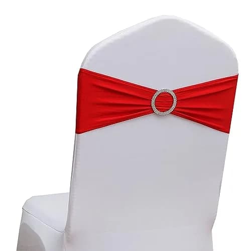 Gankar Red Spandex Chair Sashes 50 Pack (1.288 kg) | Wedding & Party Chair Bands with Buckles thumbnail 9